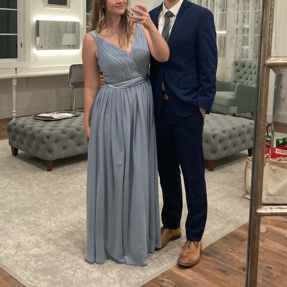 Azazie Dusty Blue Bridesmaid Dress in a Size 14